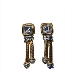 Vintage Clip-On Earrings Retro Gold Tone Drop Dangling Earrings